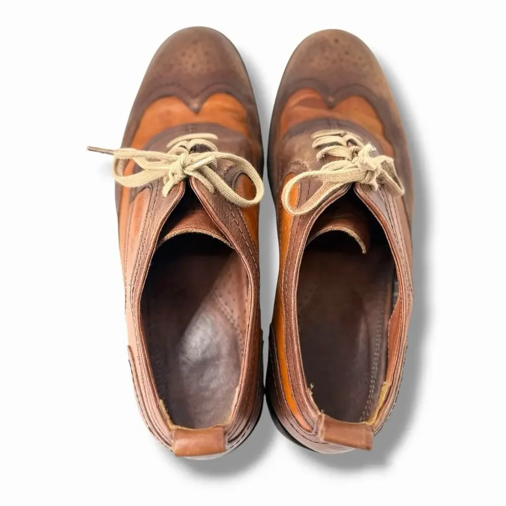 Johnston & Murphy 1850 Brown Leather Cap Toe Lace Up Oxfords Shoes Men's 10 M